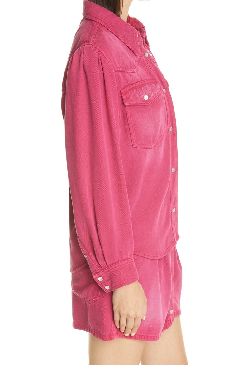 Tahisli Denim Shirt, Alternate, color, RASPBERRY