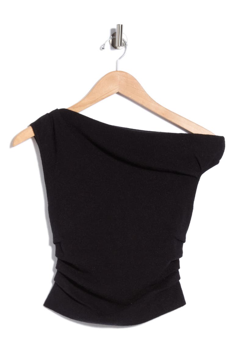 Asymmetrical Rib Top, Alternate, color, BLACK