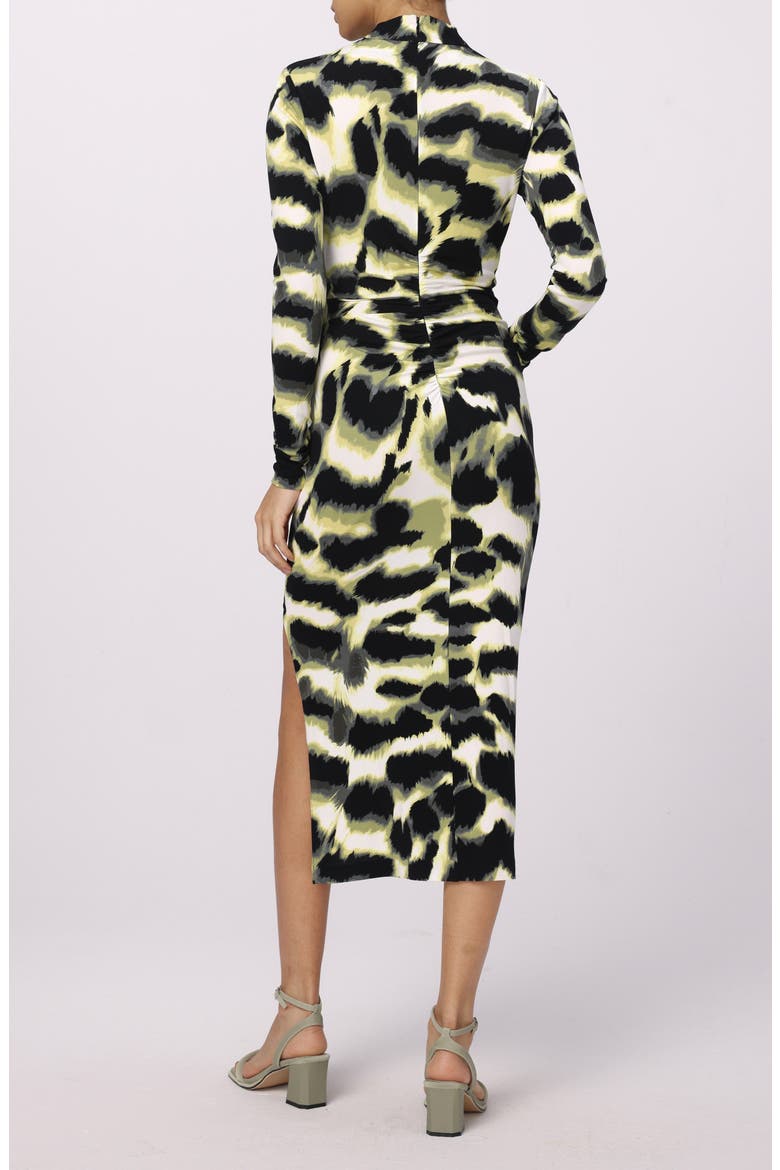 Sonja Print Long Sleeve Midi Dress, Alternate, color, WILD THING SHADOW GREEN LG