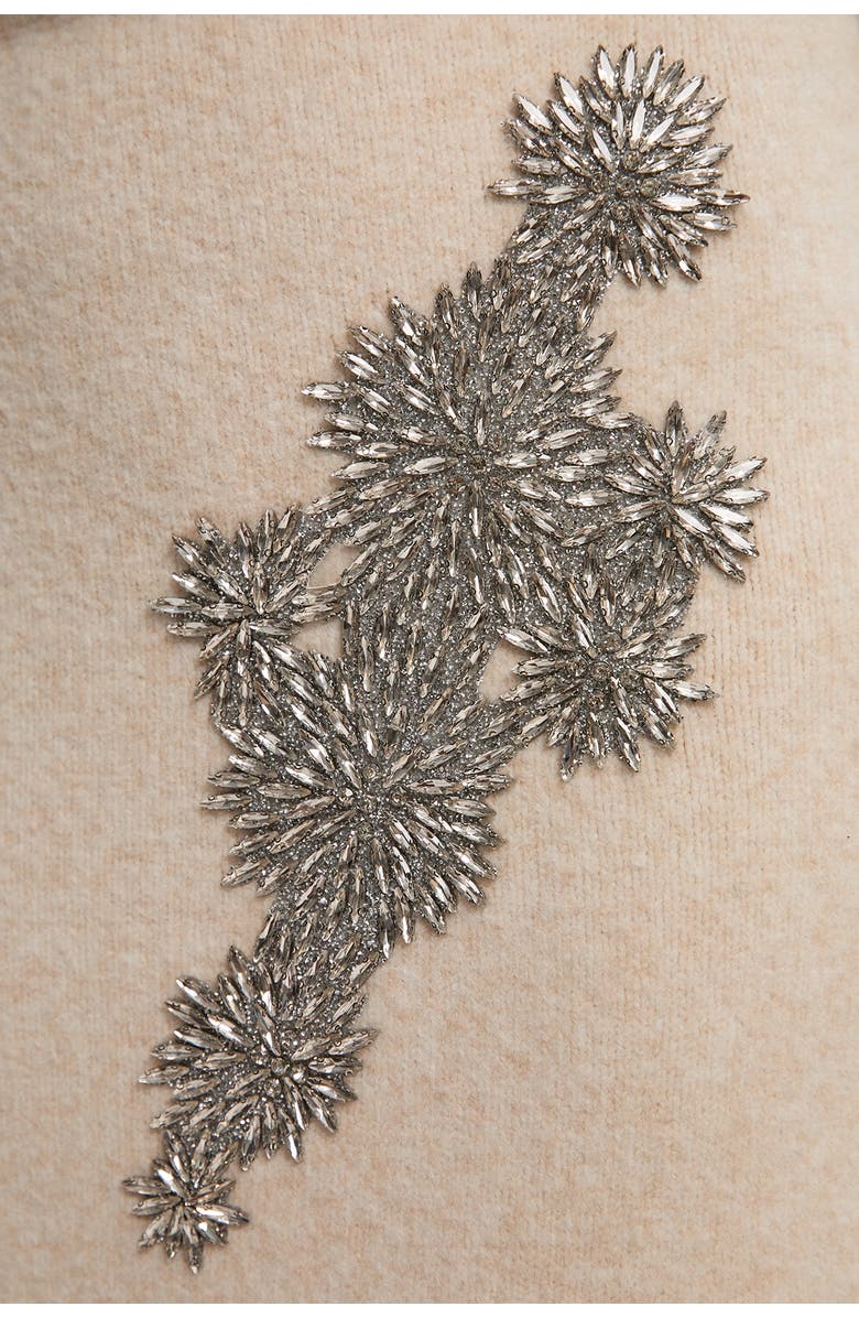 Karen Millen Wool Embellished Pencil Midi Skirt, Alternate, color, Cream