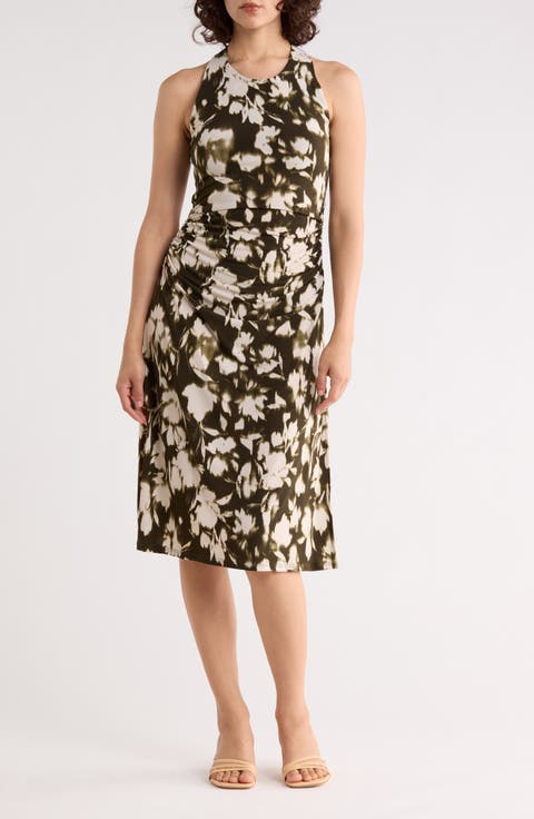 Ruched Halter Midi Dress