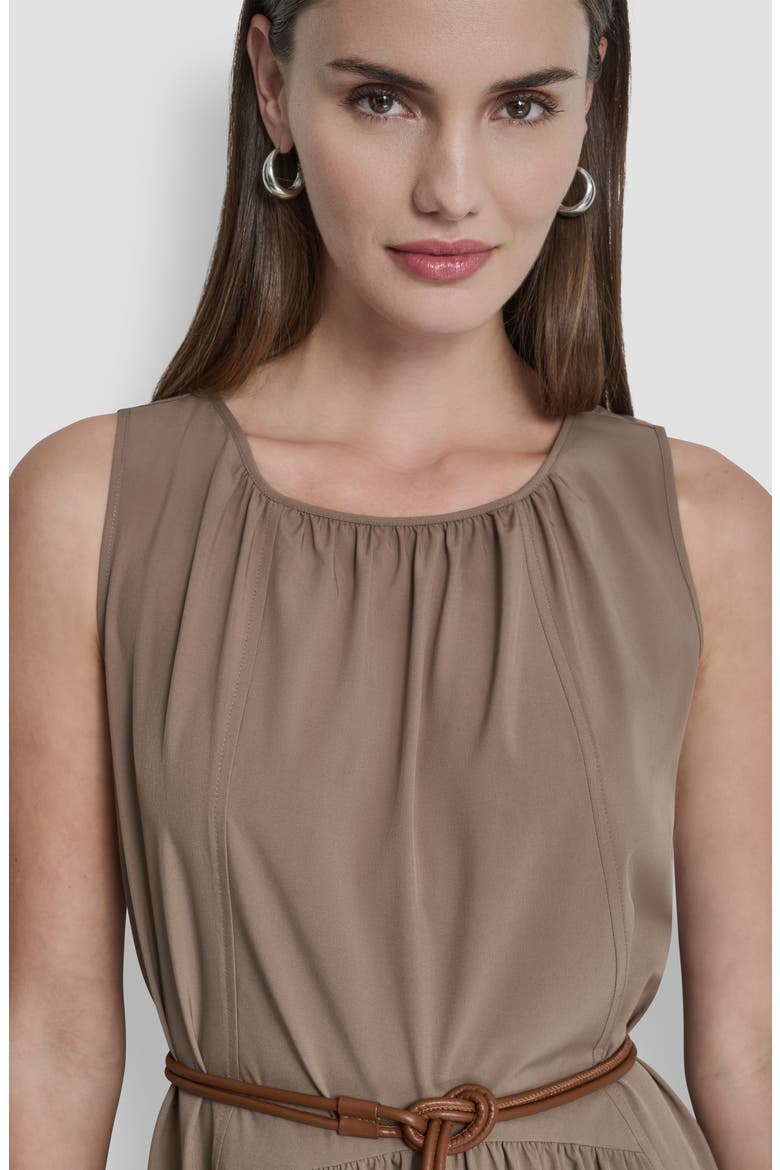 Sleeveless Belted Drop Waist Maxi Dress, Alternate, color, CAPPUCINO