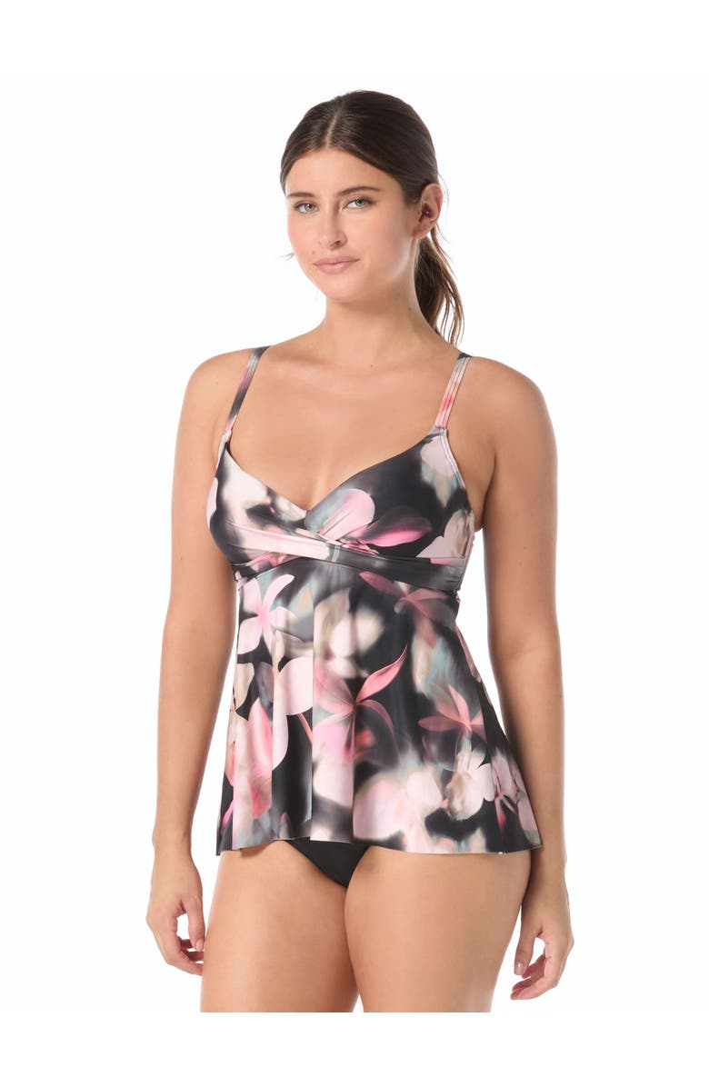 Coco Contours Diamond Wrap Tankini Top, Main, color, Black Multi