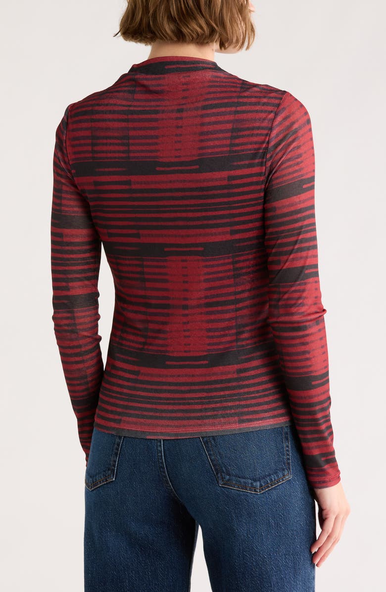 DKNY Funnel Neck Fitted Top, Alternate, color, Black/Merlot