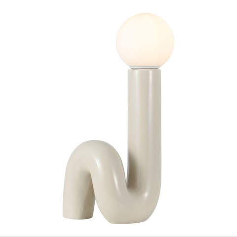 Katya 18" Scandinavian Minimalist Ceramic Spiral Tube LED Table Lamp