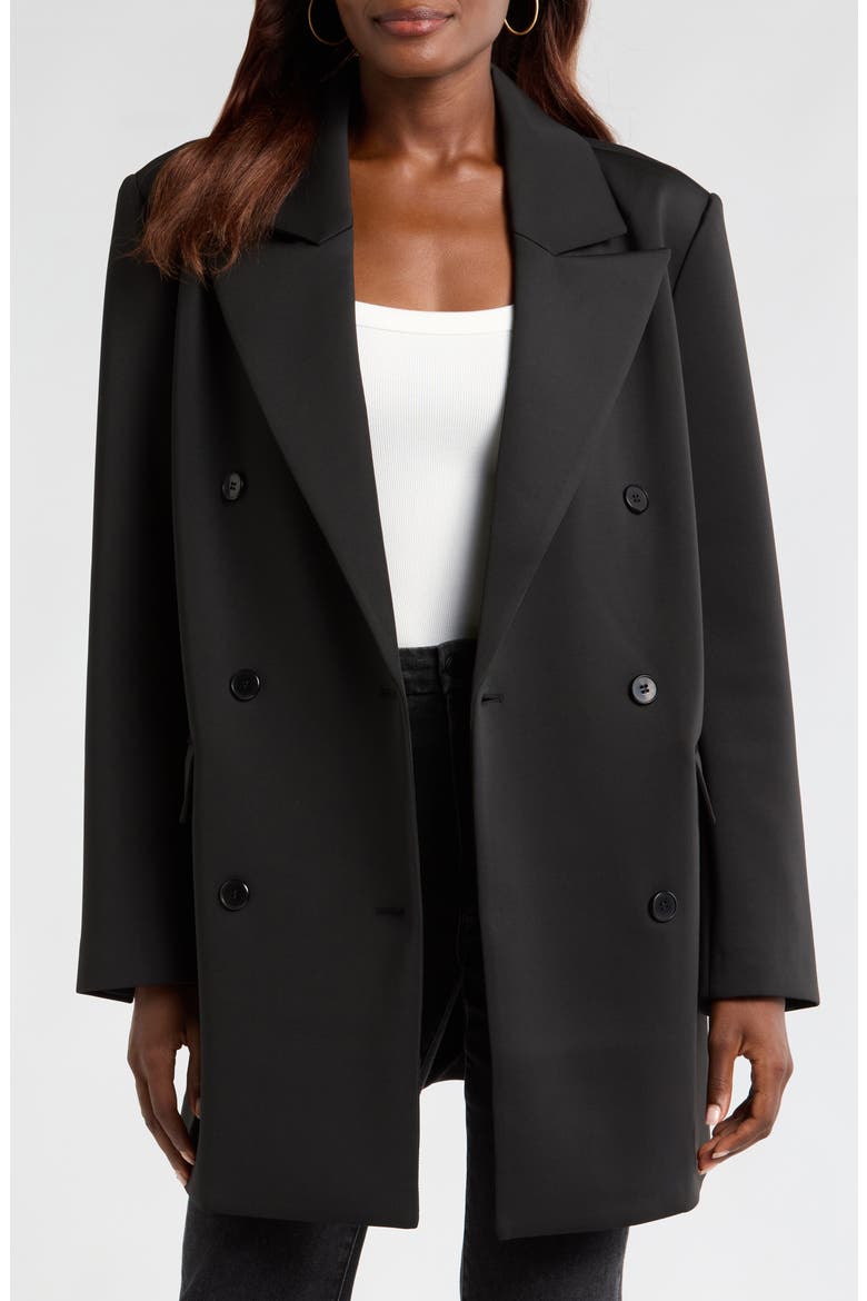 Sculpting Double Breasted Coat, Main, color, BLACK001