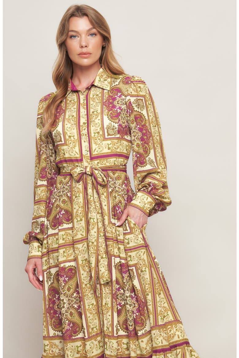 Print Long Sleeve Maxi Dress, Alternate, color, IVORY