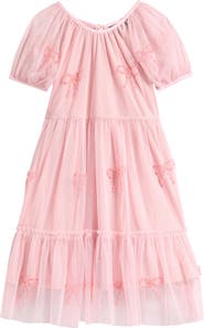 Ava & Yelly Kids' Bow Mesh Babydoll Party Dress