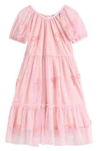 Kids' Bow Mesh Babydoll Party Dress