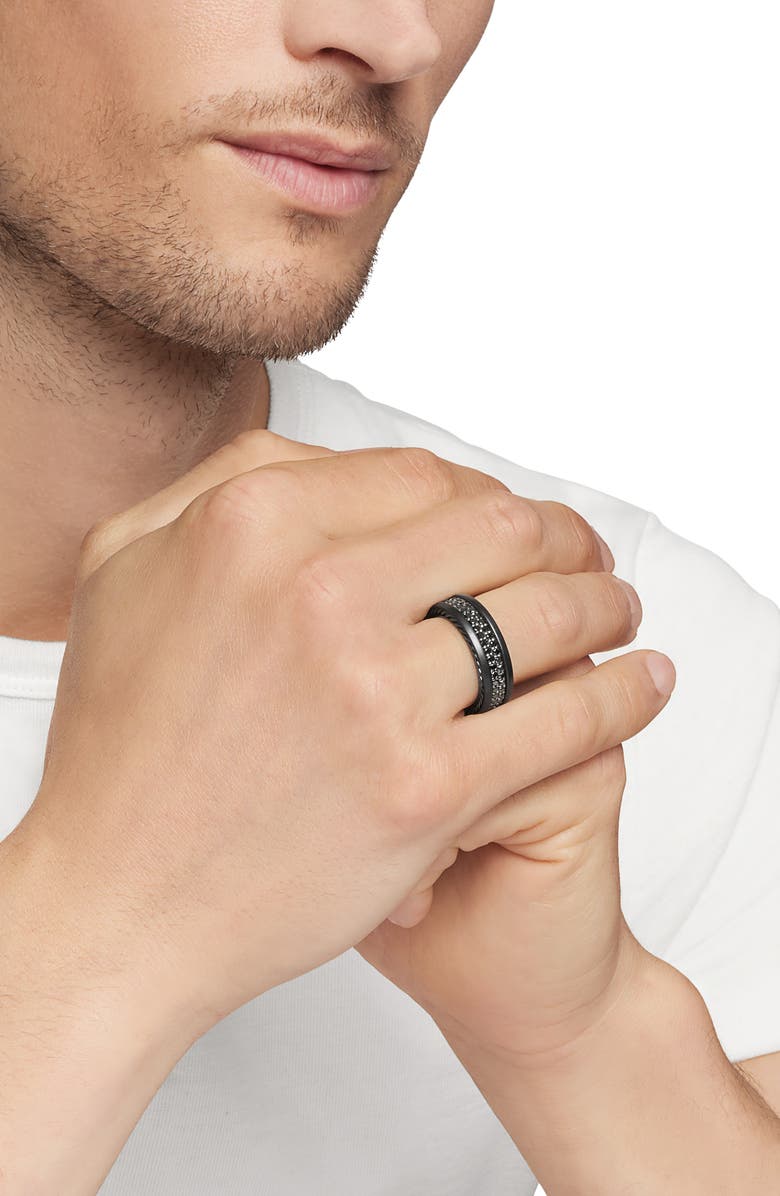 David Yurman Streamline Two-Row Pavé Band Ring with Black Diamonds and Black Titanium, Alternate, color, Black Titanium/ Black Diamond