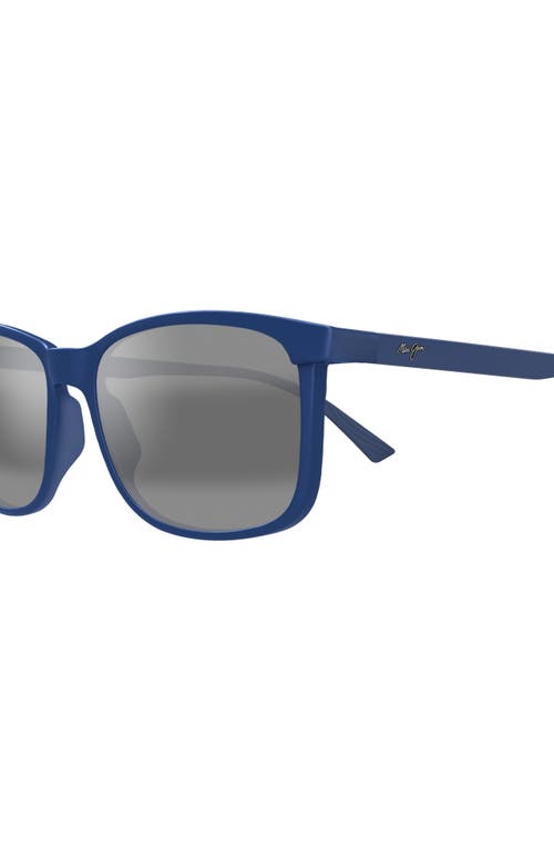 Maui Jim Hulili 57mm Polarized Rectangular Sunglasses In Matte Blue