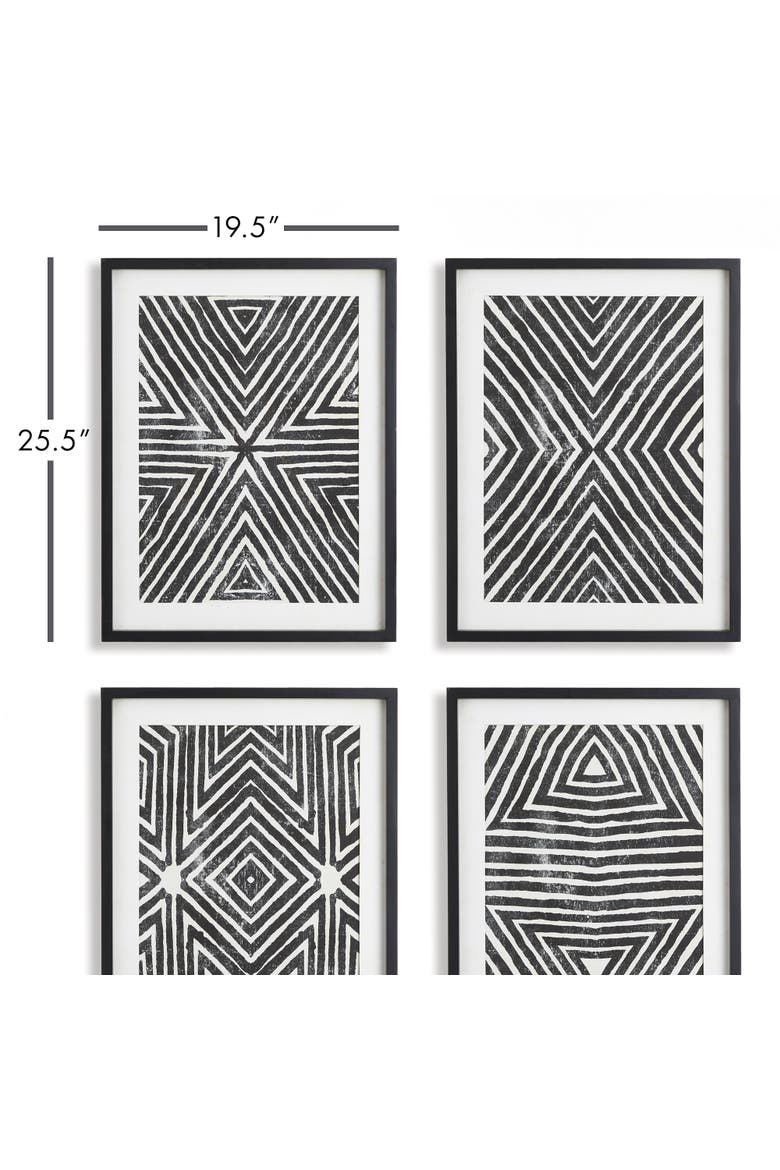 Achromatic Geometric Prints, Set Of 4, Alternate, color, Black