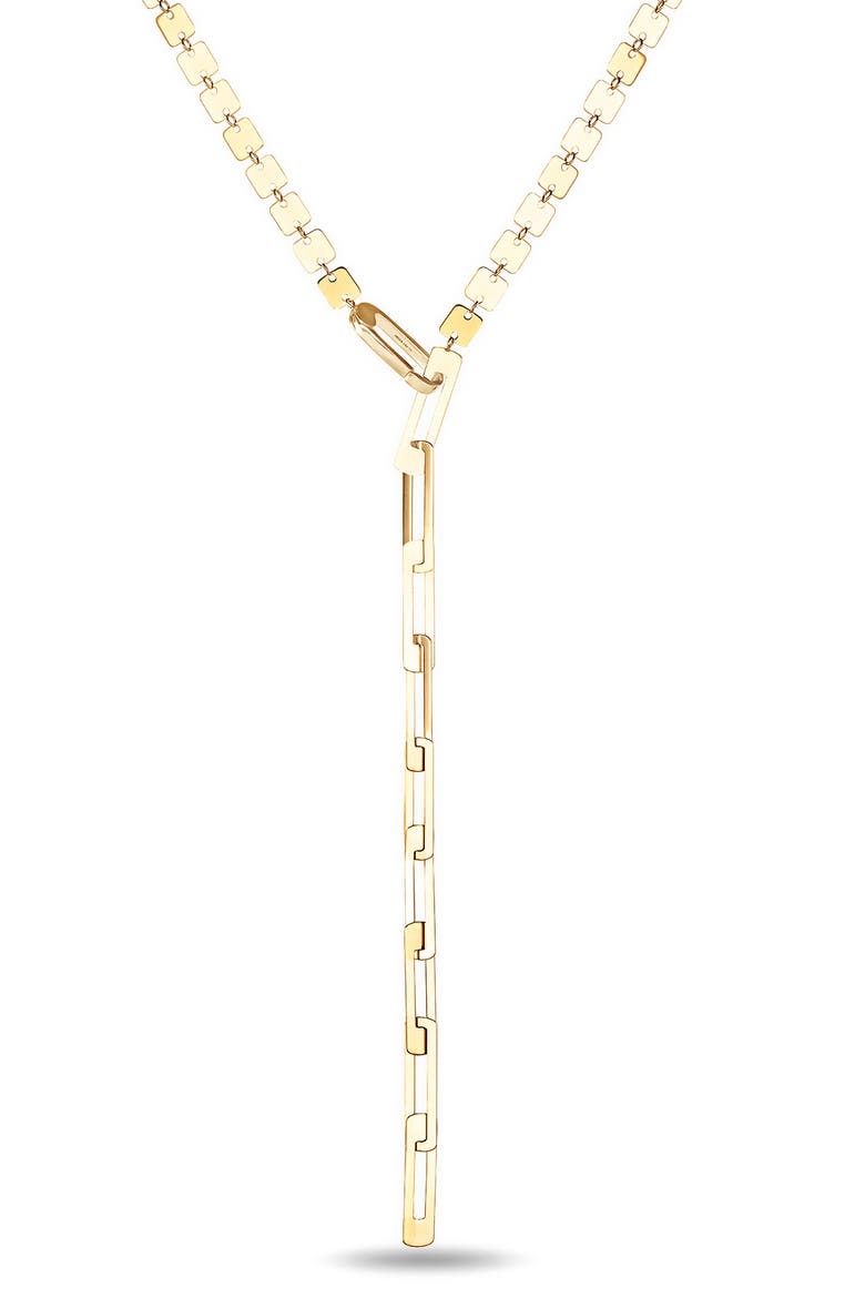 14K Gold Laser Square Lariat, Main, color, YELLOW