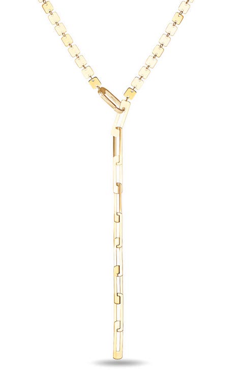 14K Gold Laser Square Lariat