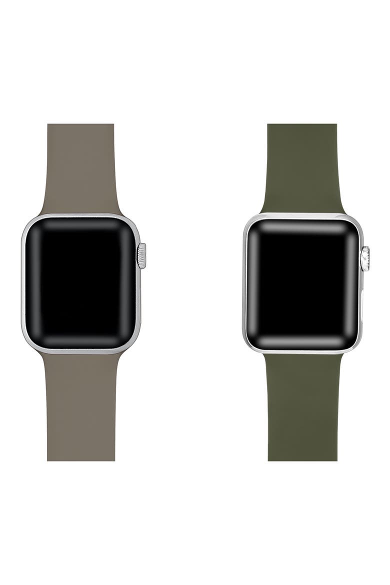 Assorted 2-Pack Silicone Apple Watch® Watchbands, Alternate, color, COFFEE/ GREEN