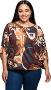 24seven Comfort Apparel Curvy Essential Paisley Print Dolman Sleeve Top