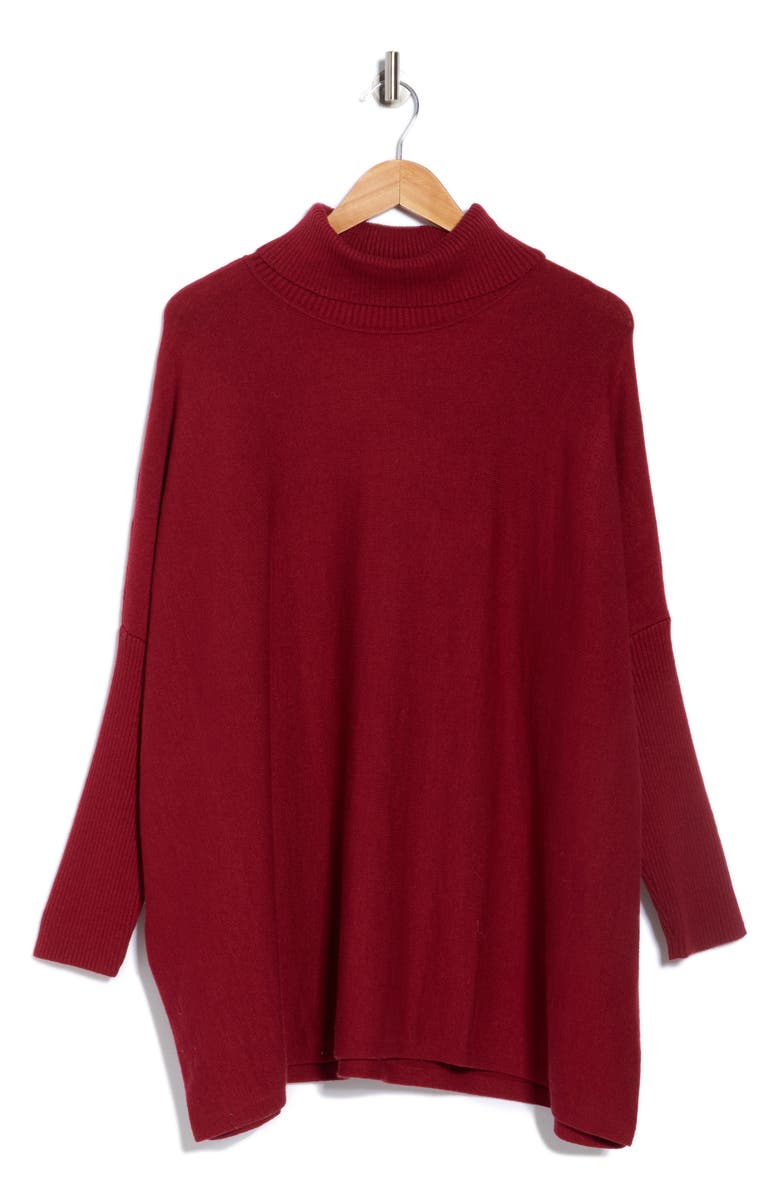 Joseph A Oversize Turtleneck Sweater, Alternate, color, Merlot