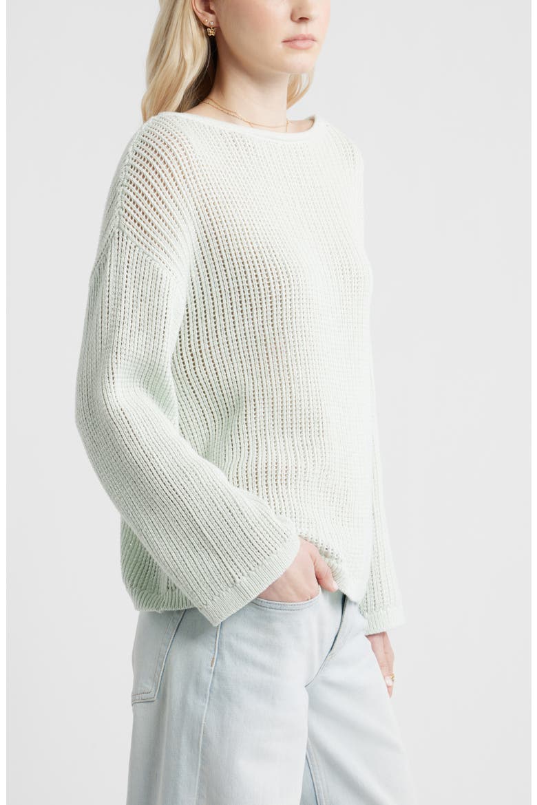 Cotton Open Stitch Sweater, Alternate, color, GREEN CLOUD