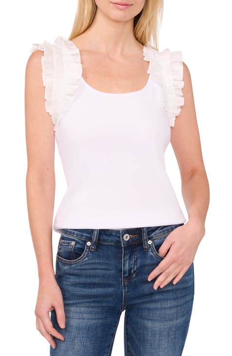 Ruffle Shoulder Rib Tank