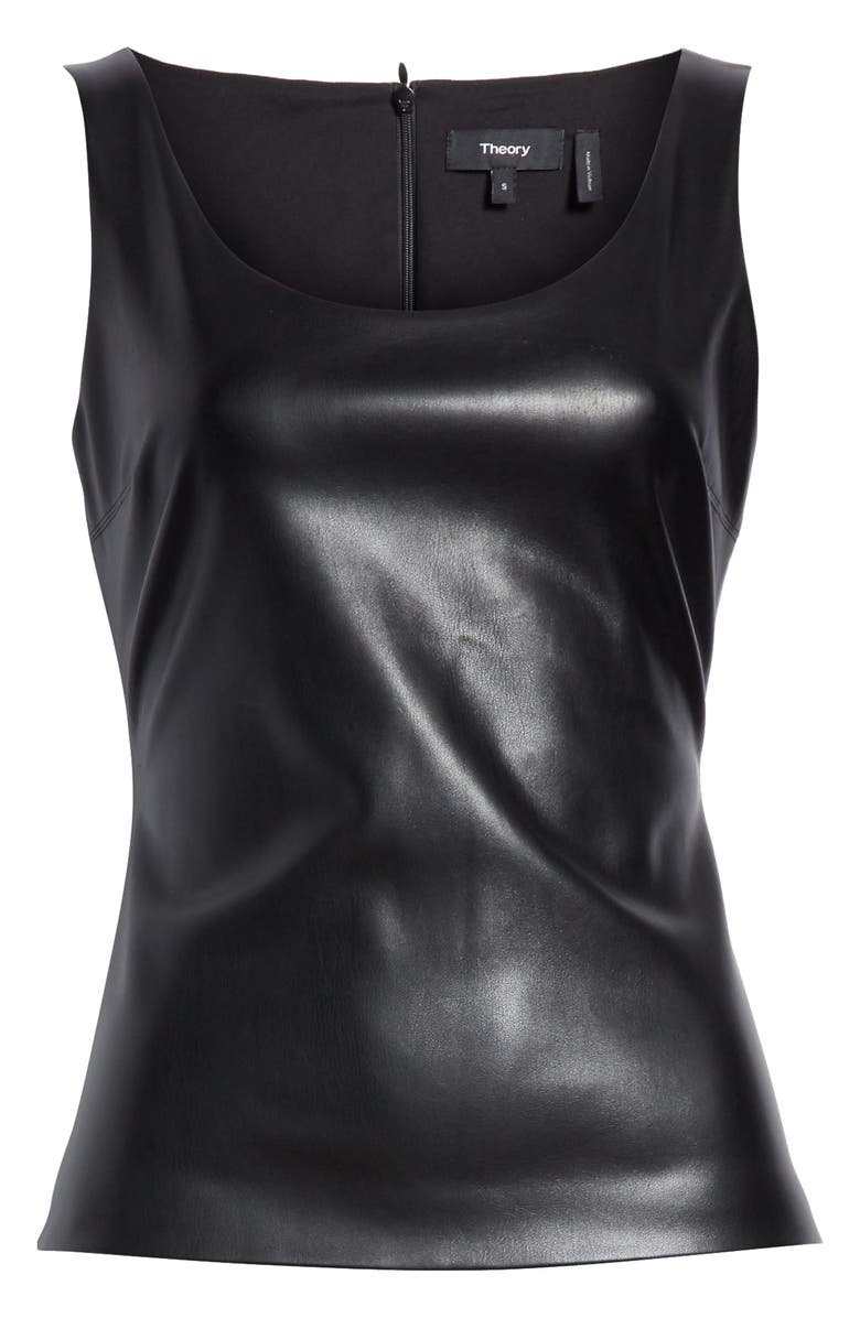 Theory Scoop Neck Faux Leather Tank Top, Alternate, color, 