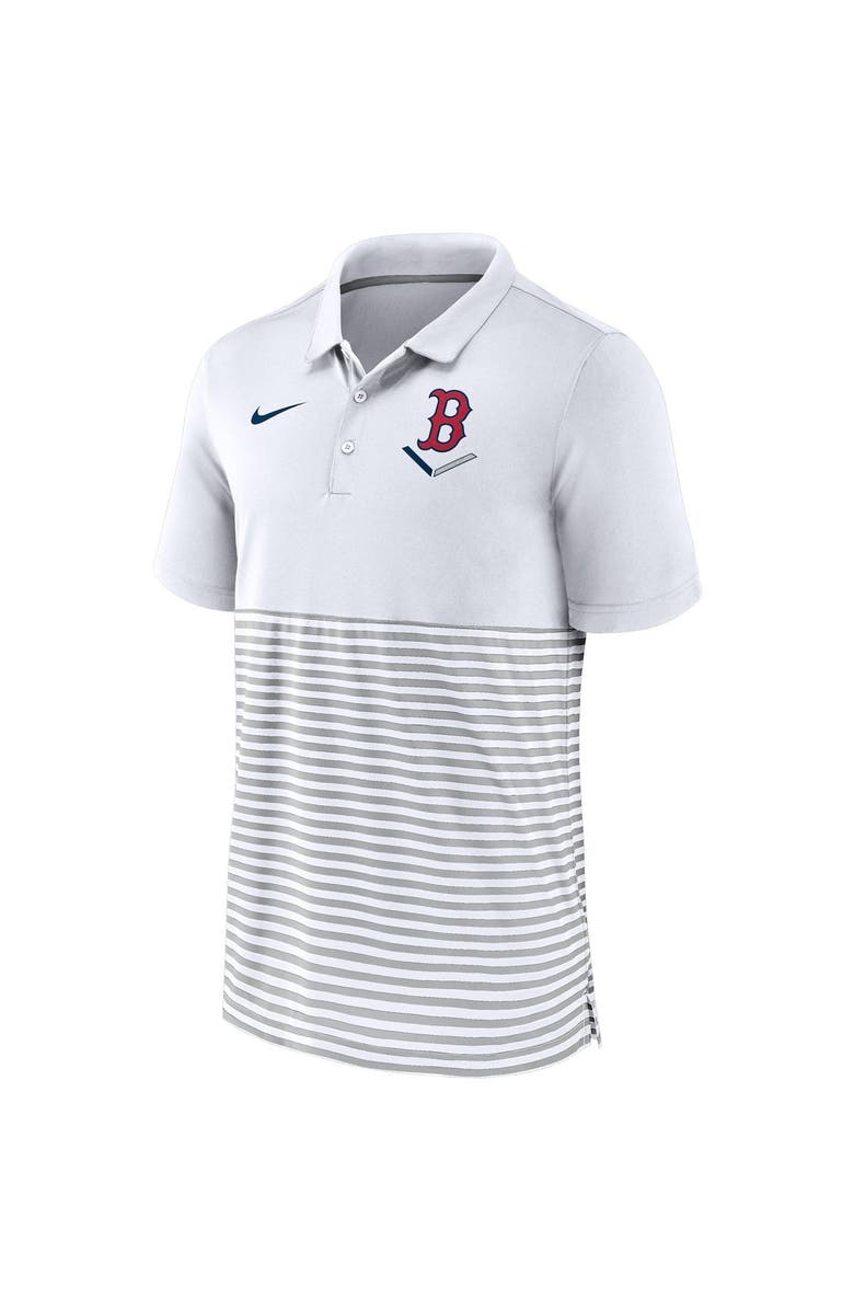 Nike Men's Nike White/Gray Boston Red Sox Home Plate Striped Polo, Alternate, color, White