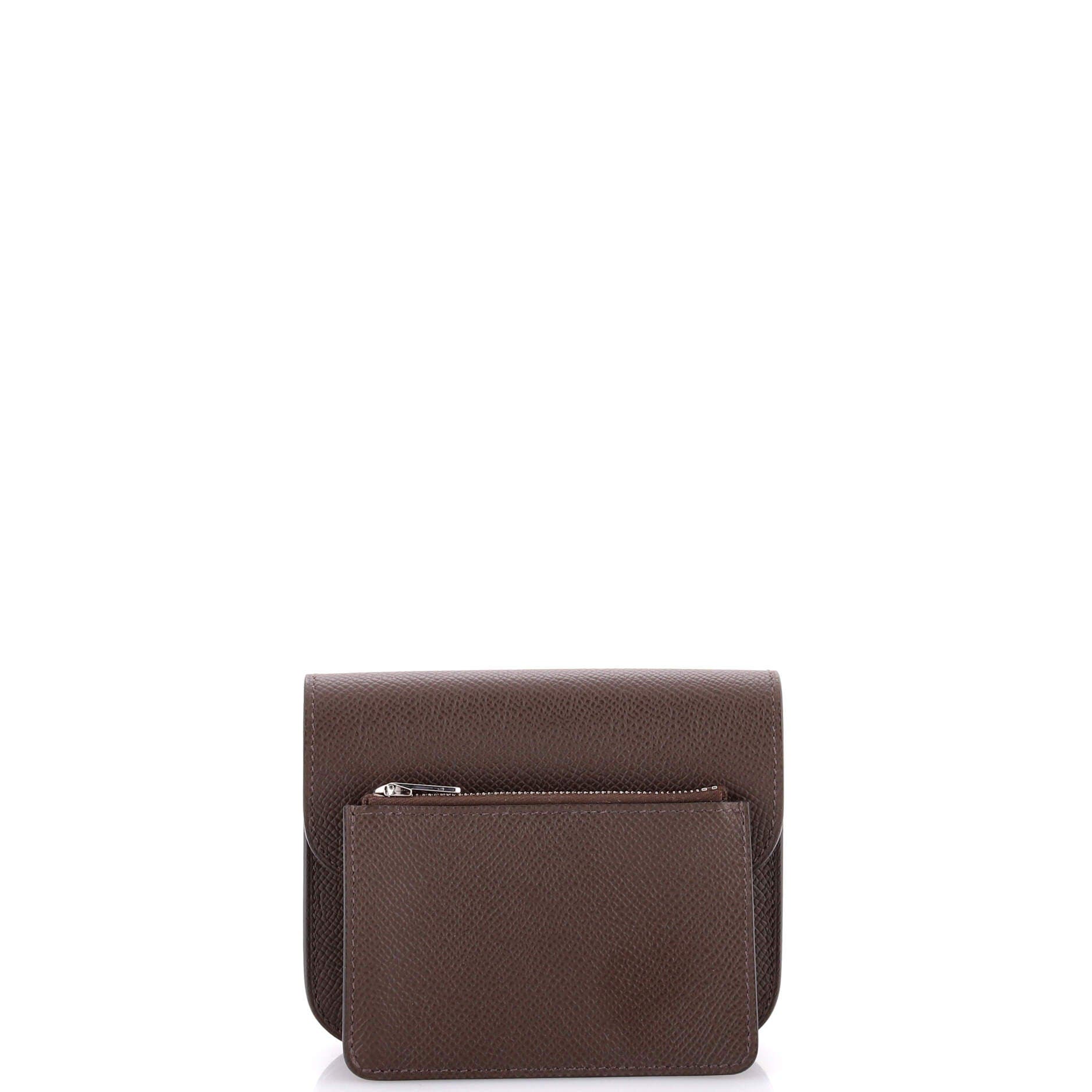 Pre-Owned Hermes Constance Slim Wallet Epsom, Alternate, color, Ecorce