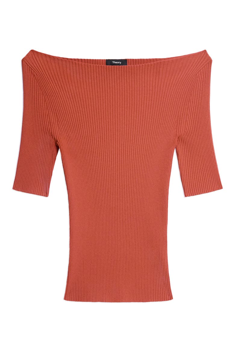 Rib Boatneck Top, Alternate, color, UMBER