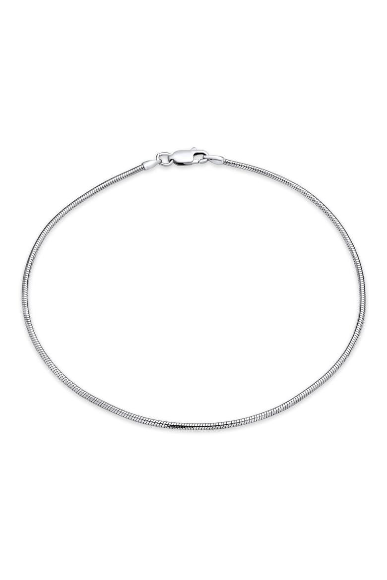 Sterling Silver Snake Chain Anklet, Main, color, SILVER