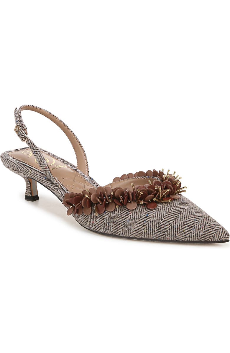 Sam Edelman Trent Slingback Pointed Toe Kitten Heel Pump, Main, color, Brown Multi
