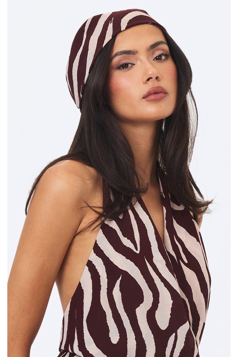 Jolynn Abstract Zebra Print Head Scarf, Main, color, Burgundy