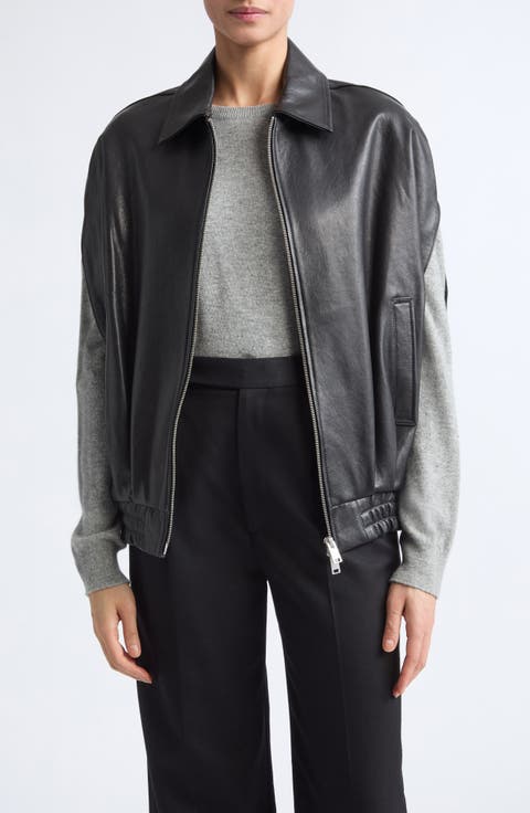 Bina Vegetal Lambskin Leather Cape Jacket