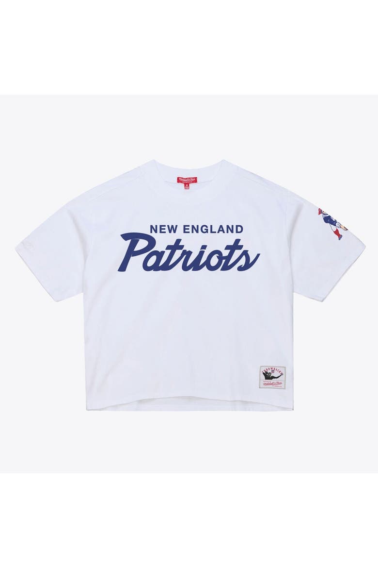 Women's Mitchell & Ness  White New England Patriots Head Coach Cropped T-Shirt, Main, color, White