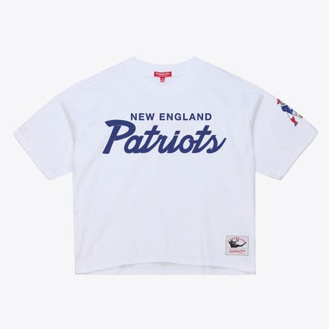 Women's Mitchell & Ness  White New England Patriots Head Coach Cropped T-Shirt