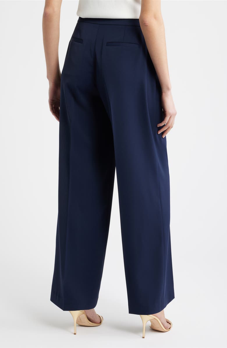 Elie Tahari The Sarah Chain Detail High Waist Straight Leg Pants, Alternate, color, Navy