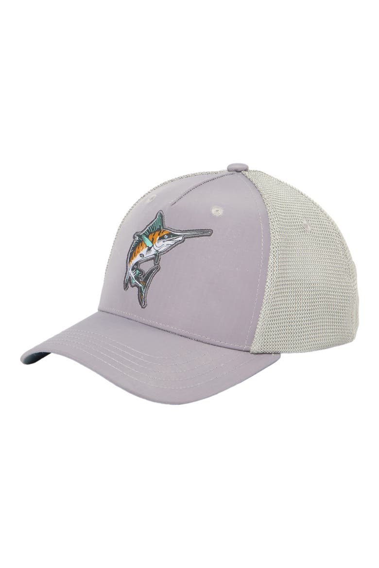 Fish Patch Trucker Hat, Main, color, GREY