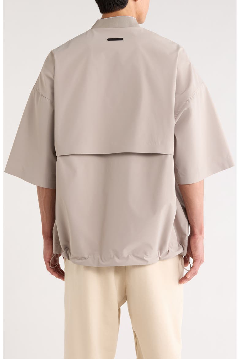 Half Zip Drawstring Hem Baseball Jacket, Alternate, color, SEAL