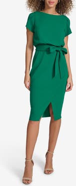 Kensie Plyr Tie Waist Midi Dress