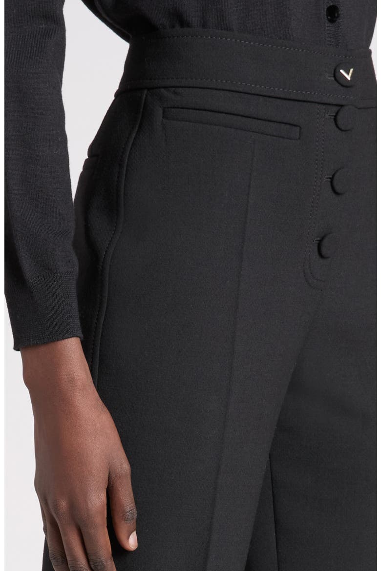 High Waist Wool Stretch Crepe Straight Leg Pants, Alternate, color, BLACK