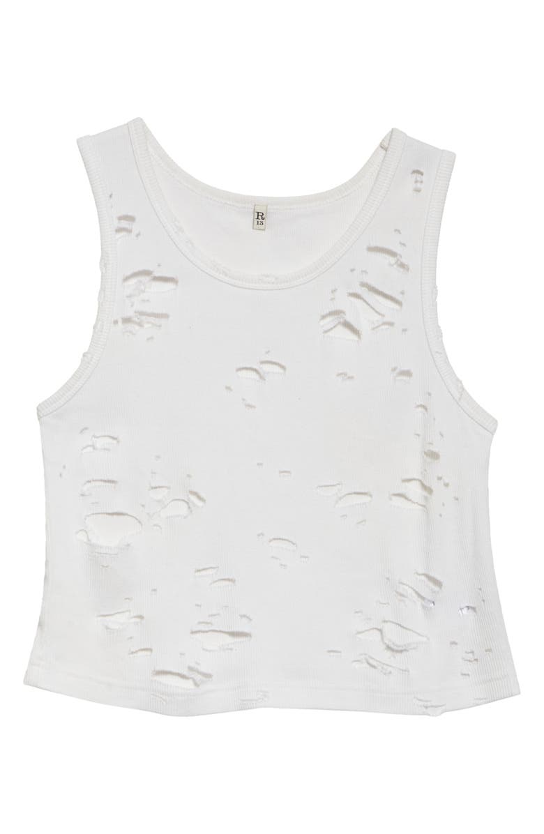 R13 Women's Distressed Cotton Tank, Alternate, color, Ecru