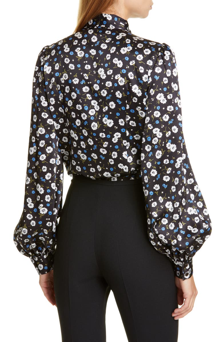 Michael Kors Collection Floral Print Bow Blouse, Alternate, color, 