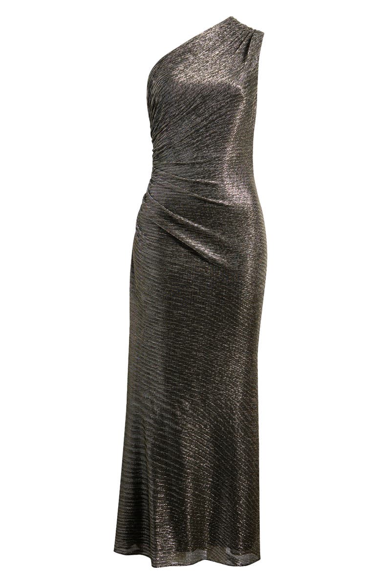 Betsy & Adam Metallic Crinkle One-Shoulder Mermaid Gown, Alternate, color, 