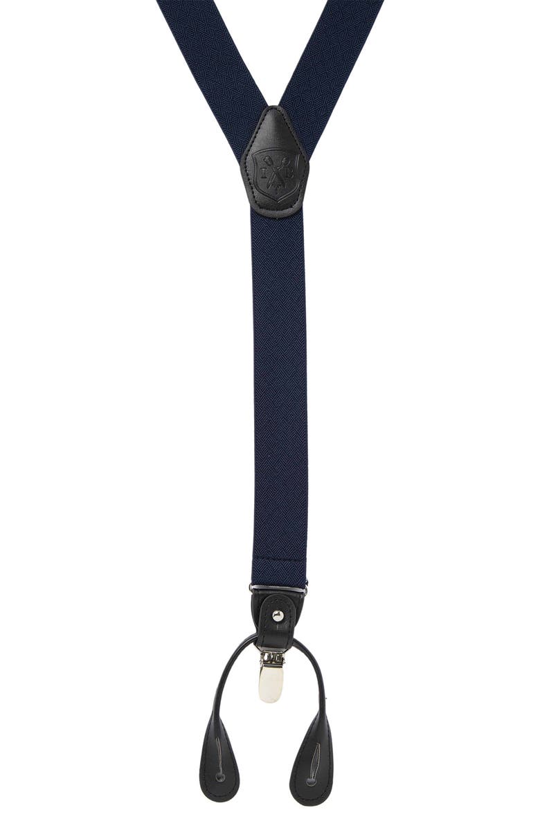 Ike Behar Basket Weave Knit Suspenders, Alternate, color, Navy