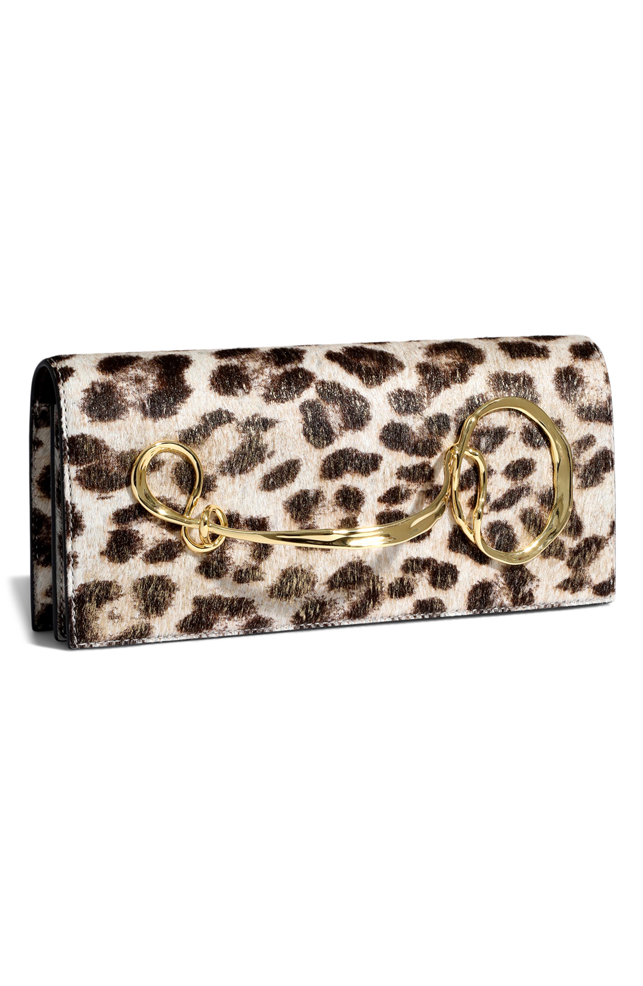 Alexis Bittar TWST GD HNDL CLTCH, Alternate, color, Metallic Leopard