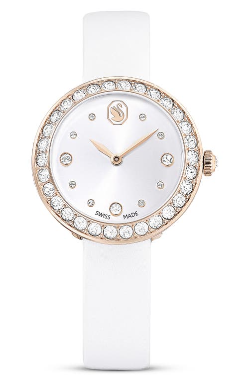 Swarovski Matrix Tennis Leather Strap Watch, 30mm