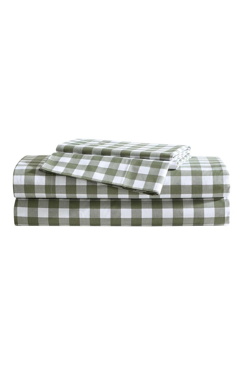 Preston Check Cotton Percale Sheet Set, Main, color, GREEN MULTI