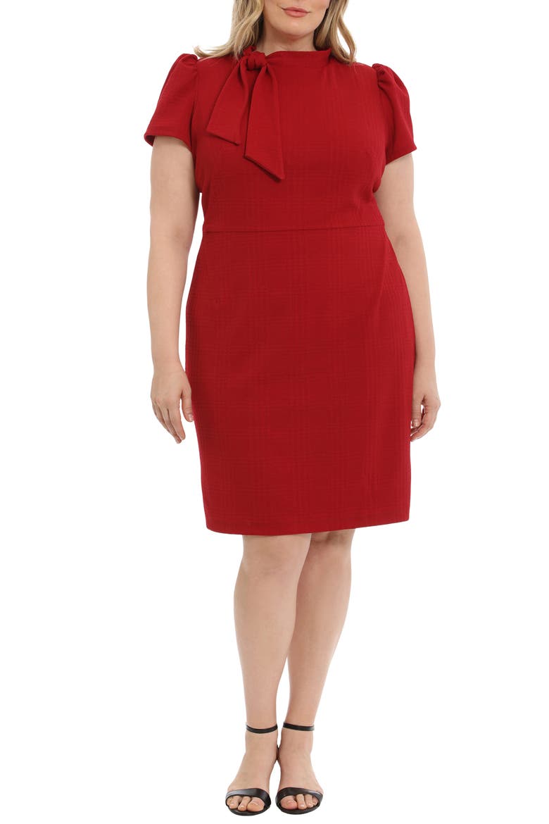 Tie Neck Shift Dress, Main, color, RED