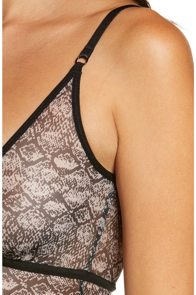 Snake Charmer Print Mesh Teddy, Alternate, color, BEIGE-BLACK