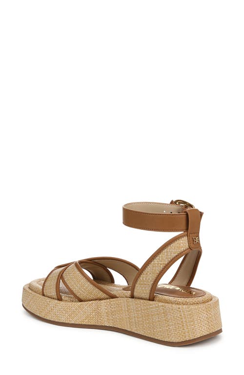 Sam Edelman Nylie Woven Wedge Platform Sandal In Bleached Beechwood/saddle