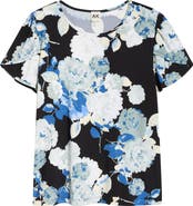 AK ANNE KLEIN Floral Print Tulip Sleeve Top