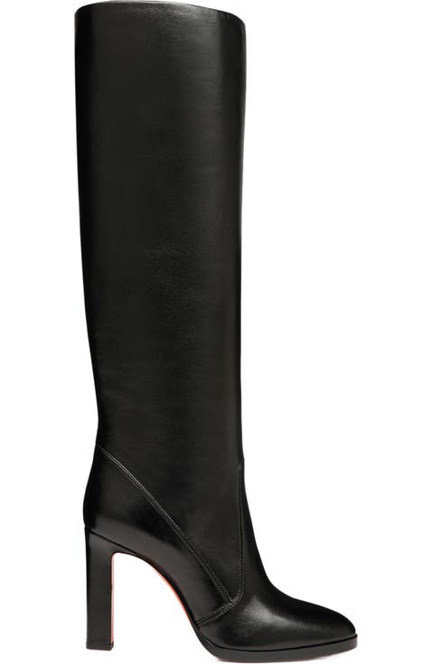 Women's leather high-heel boot